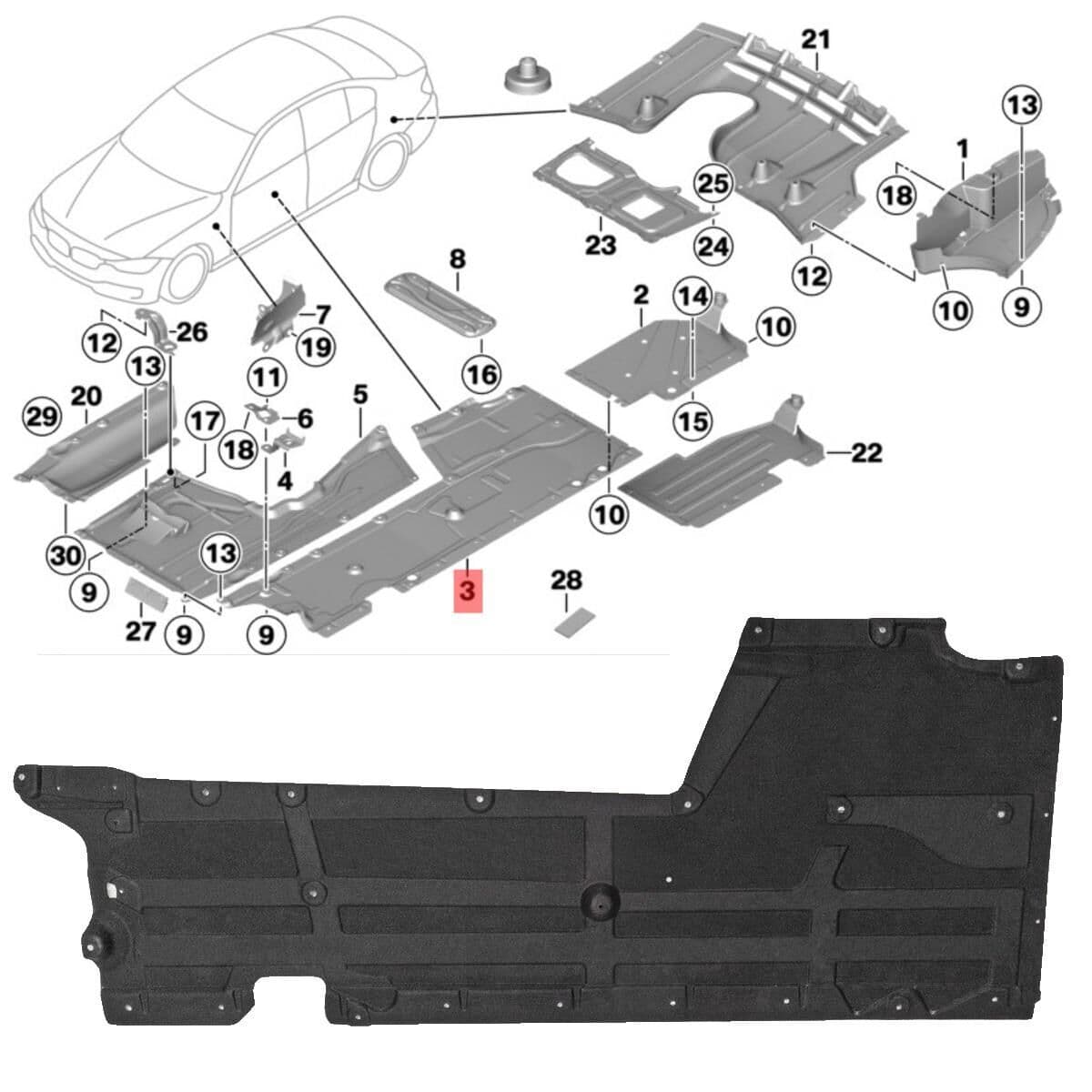 Bmw F30 Motor Alt Muhafaza Ön Yan Sol | GKL 342909